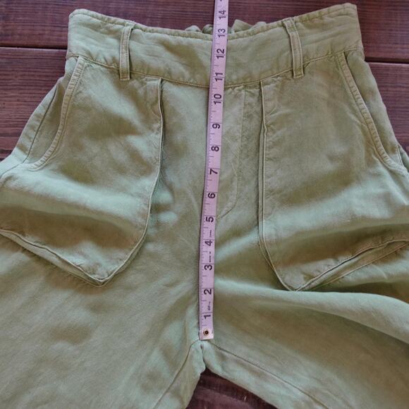 YFB Young Fabulous & Broke Pants Womens Small Green Linen Paperbag Wide Leg - Picture 6 of 9
